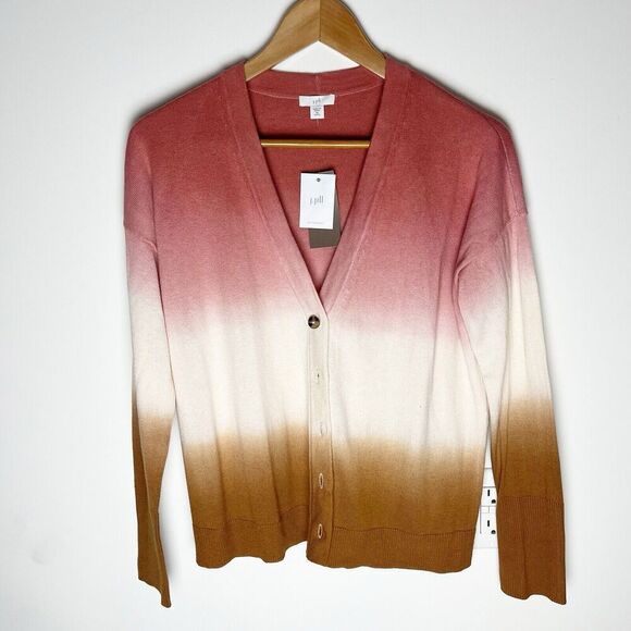 J. Jill Sweaters - J. Jill Dip Dyed Sunset Ombre Button Up Cardigan Sweater XS Petite Multicolor​